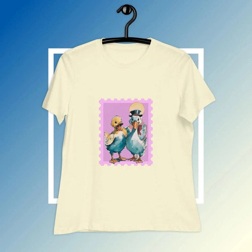 Women's Relaxed Duckie Pink Stamp Tee T-Shirt - Ollie Print Designs LLC