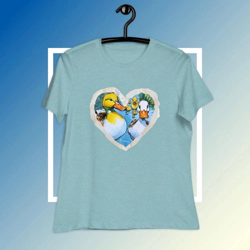 Quack Up Your Style: Women's Relaxed Duck Love Paper Frame Tee - Ollie Print Designs LLC