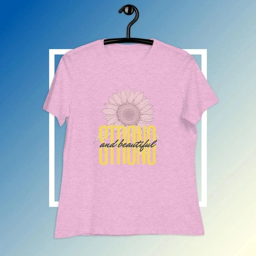 Women's Relaxed Strong and Beautiful Sunflower Graphic Tee T-Shirt - Ollie Print Designs LLC