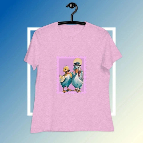 Women's Relaxed Duckie Pink Stamp Tee T-Shirt - Ollie Print Designs LLC