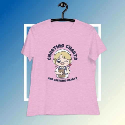 Women's Relaxed Charting Charts and Breaking Hearts Blonde T-Shirt - Ollie Print Designs LLC