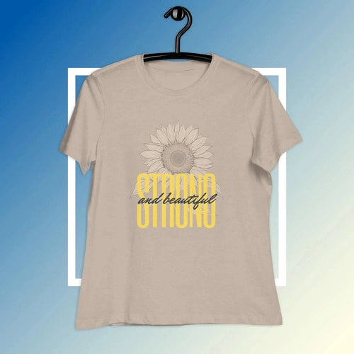 Women's Relaxed Strong and Beautiful Sunflower Graphic Tee T-Shirt - Ollie Print Designs LLC