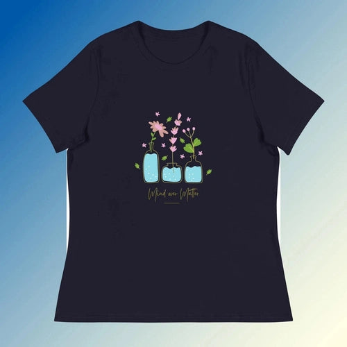 Women's Relaxed Floral Mind over Matter Tee T-shirt - Ollie Print Designs LLC