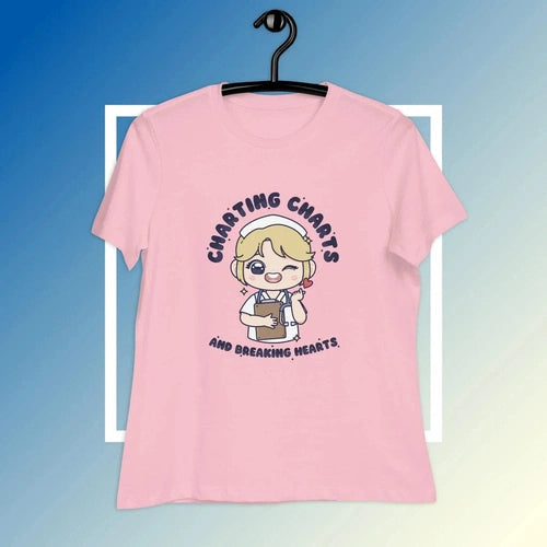 Women's Relaxed Charting Charts and Breaking Hearts Blonde T-Shirt - Ollie Print Designs LLC