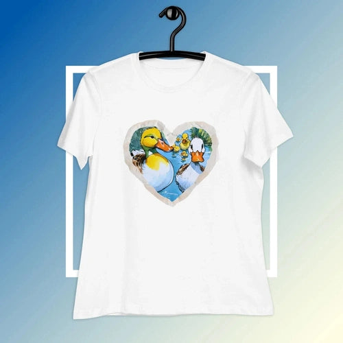 Quack Up Your Style: Women's Relaxed Duck Love Paper Frame Tee - Ollie Print Designs LLC