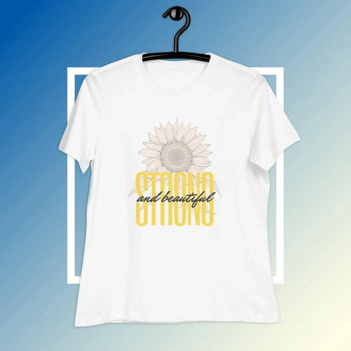 Women's Relaxed Strong and Beautiful Sunflower Graphic Tee T-Shirt - Ollie Print Designs LLC