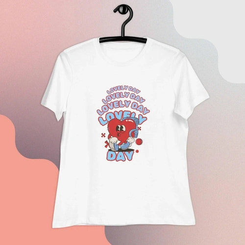 Lovely Day Good Vibes Women's Relaxed T-Shirt - Ollie Print Designs LLC